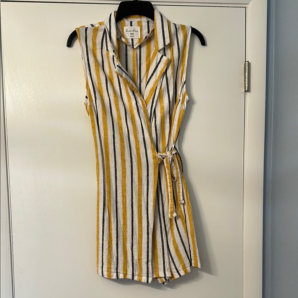Love Tree Yellow and Black Striped Romper